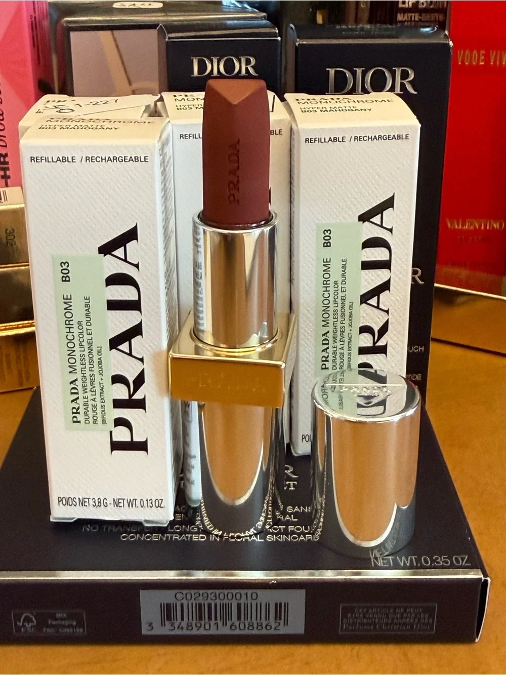 Prada Monochrome Velvet Lipstick - Mahogany B03.